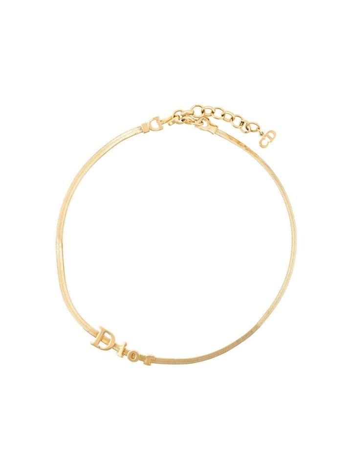 Christian Dior Pre-owned 1990s Dior Lettering Choker - Gold