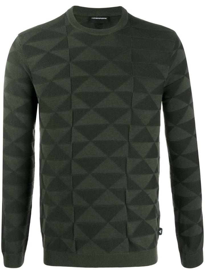 Emporio Armani Geometric Long-sleeve Jumper - Green