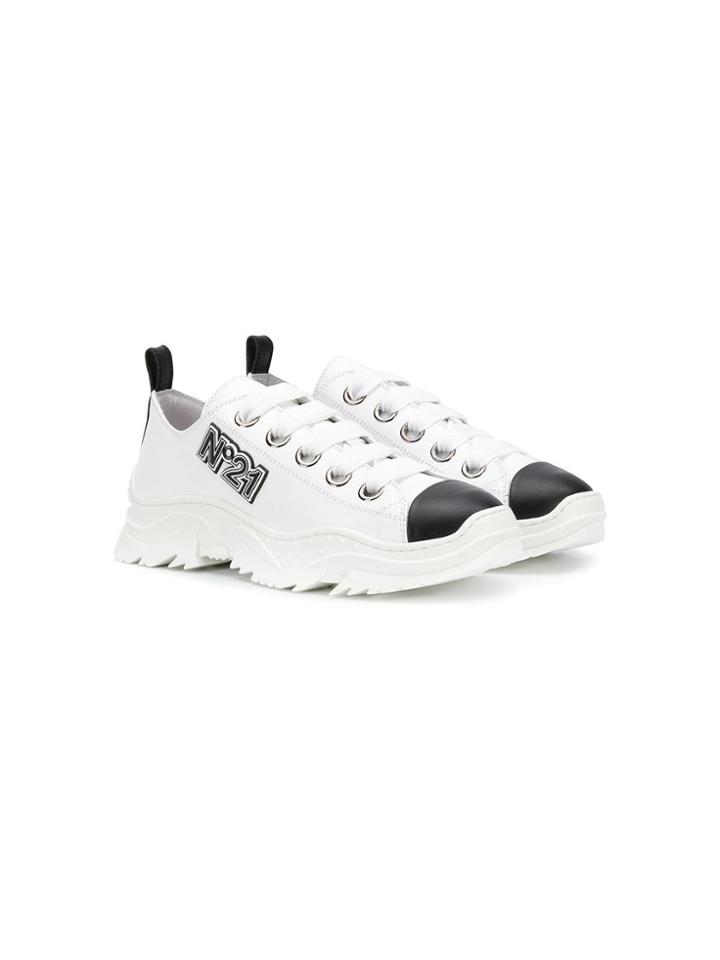 Nº21 Kids Toe Cap Sneakers - White
