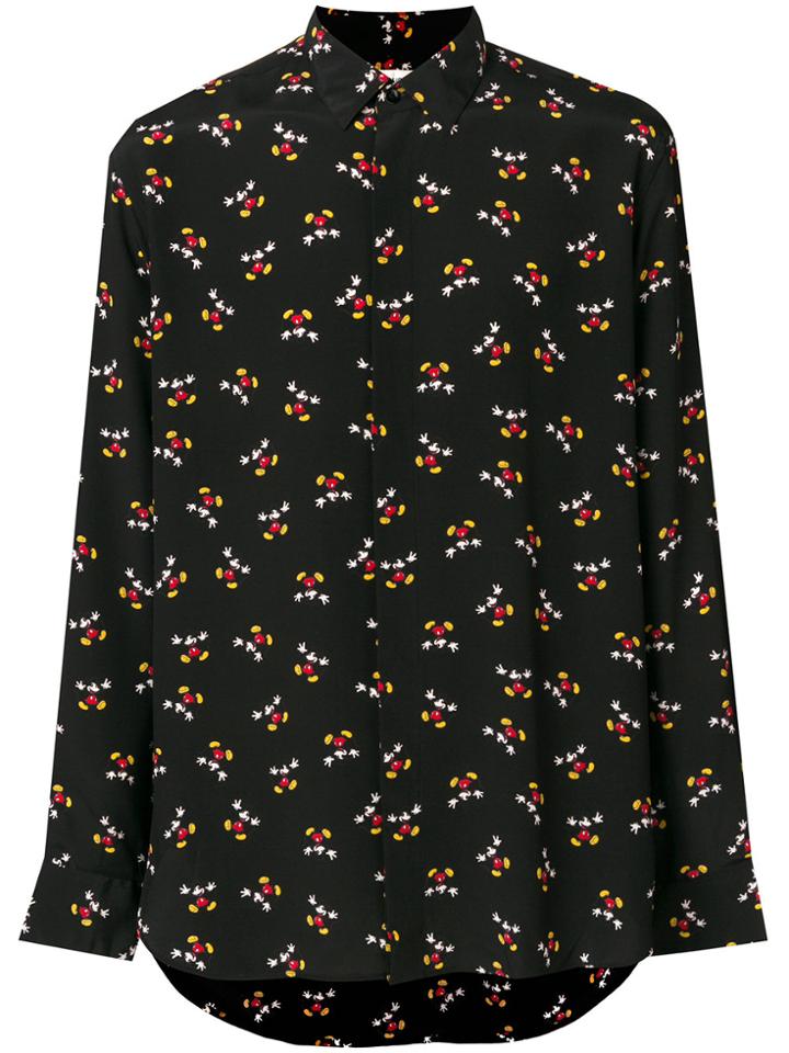 Saint Laurent Mickey Mouse Print Shirt - Black
