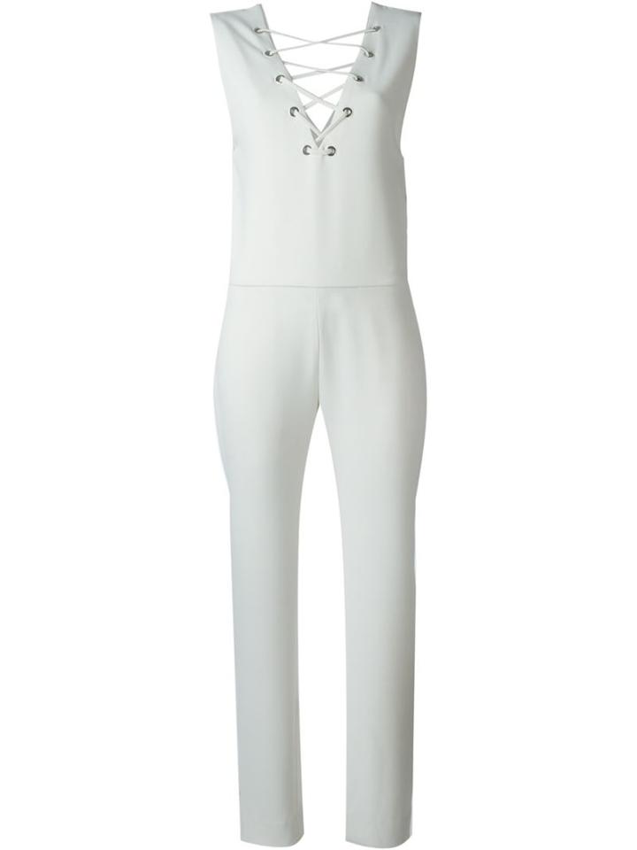 Iro Lace-up Neck Jumpsuit, Women's, Size: 38, White, Polyester