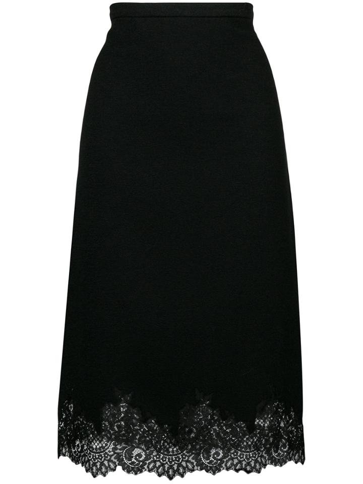 Ermanno Scervino Lace Trimmed Fitted Skirt - Black