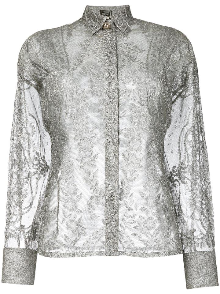Versace Vintage Metallic Lace Shirt