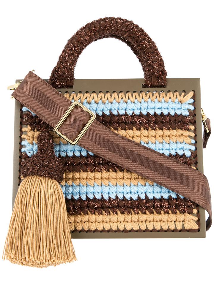 0711 St. Barts Large Woven Handbag - Multicolour