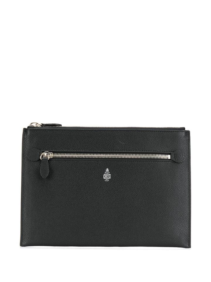 Mark Cross Logo Zipped Pouch - Black