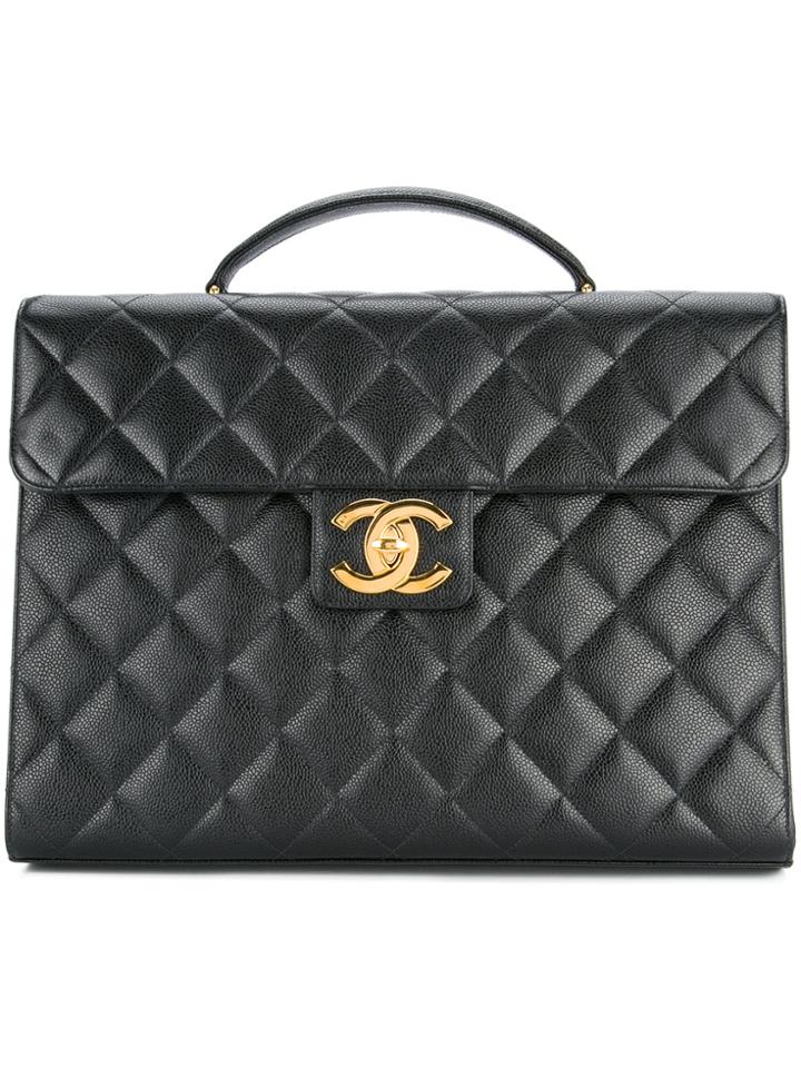 Chanel Vintage Quilted Briefcase - Black