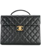 Chanel Vintage Quilted Briefcase - Black