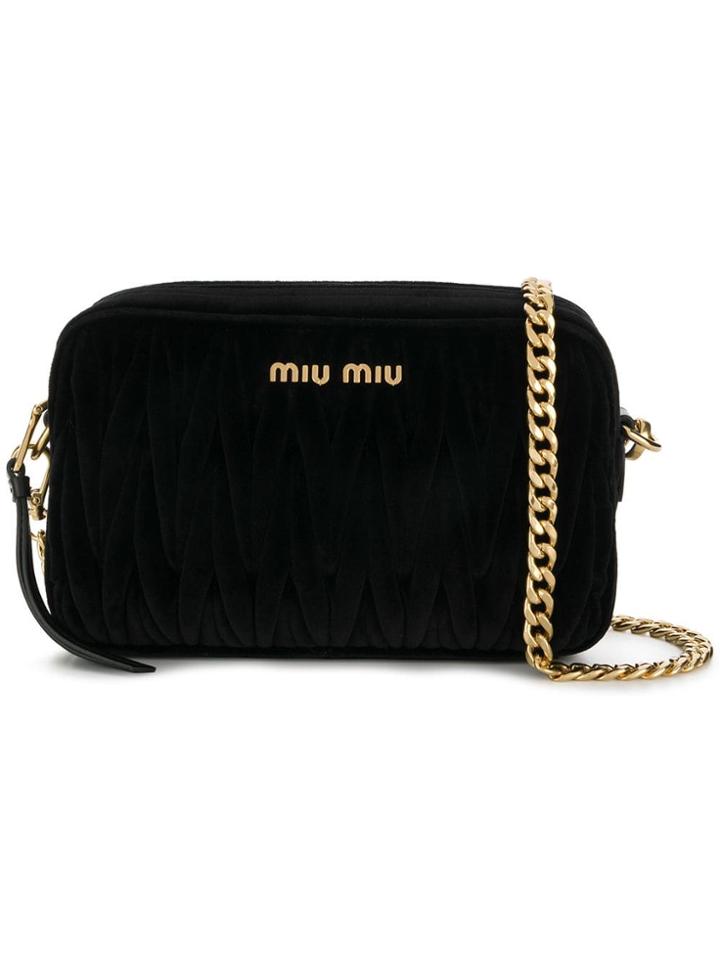 Miu Miu Quilted Velvet Camera Bag - Black