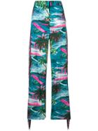 Msgm Tropical Print Trousers - Blue