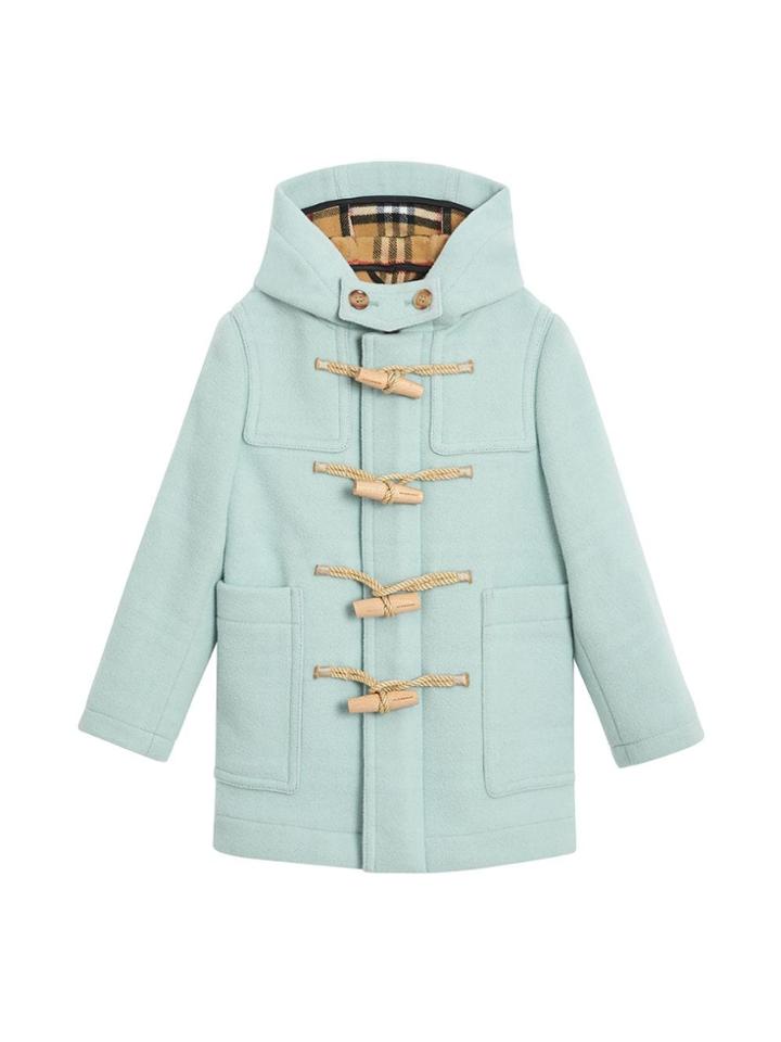 Burberry Kids Teen Double-faced Wool Duffle Coat - Green