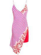 Cushnie Striped Wrap-around Dress - Red