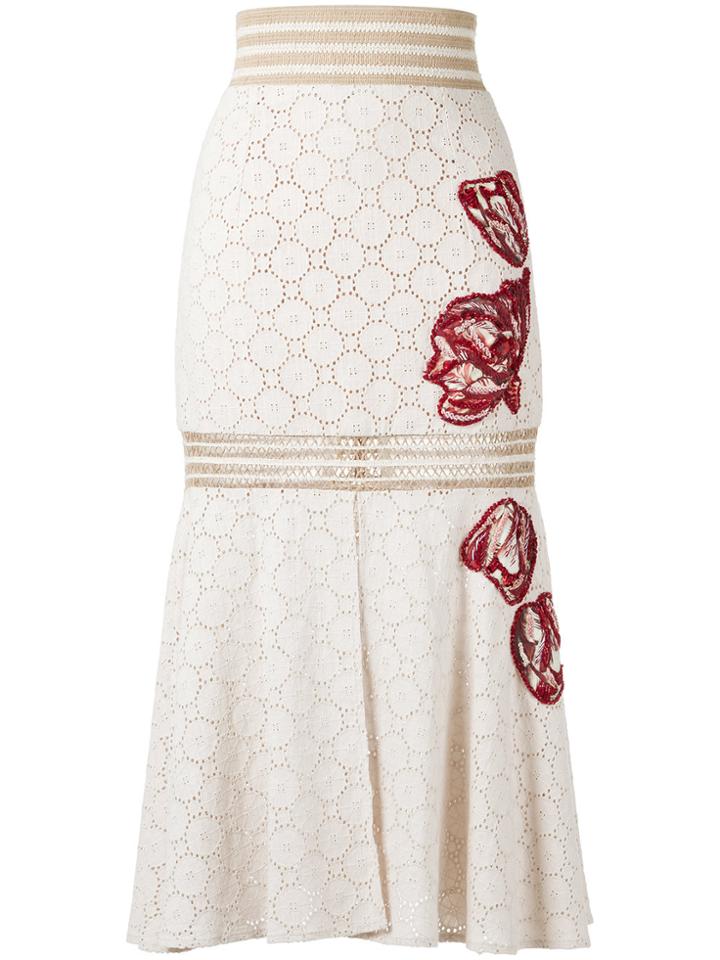 Patbo High-waist Embroidered Skirt - Nude & Neutrals