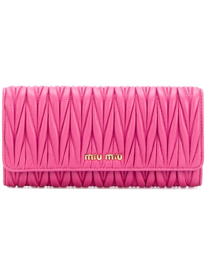 Miu Miu Textured Leather Wallet - Pink & Purple