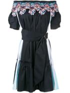 Peter Pilotto - Off-shoulder Embroidered Dress - Women - Cotton/polyamide/polyester/spandex/elastane - 10, Women's, Blue, Cotton/polyamide/polyester/spandex/elastane