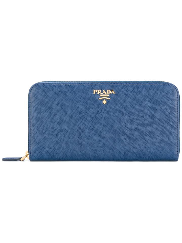 Prada Zip Around Wallet - Blue