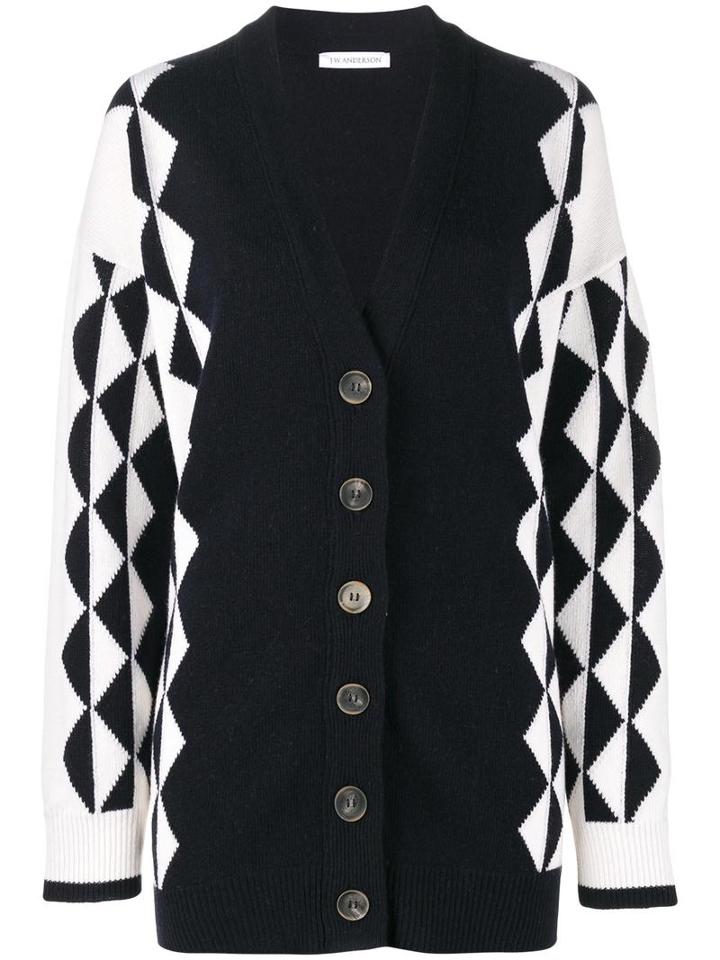 J.w.anderson Geometric Knit Cardigan, Women's, Size: Xs, Blue, Merino