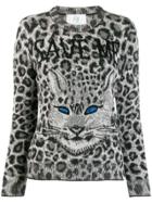 Alberta Ferretti Cat Print Jumper - Grey