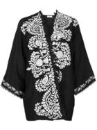 P.a.r.o.s.h. Contrast Embroidered Kimono Jacket - Black