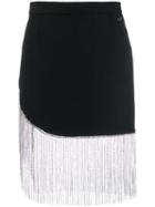 Philipp Plein Fringed Fitted Skirt - Black