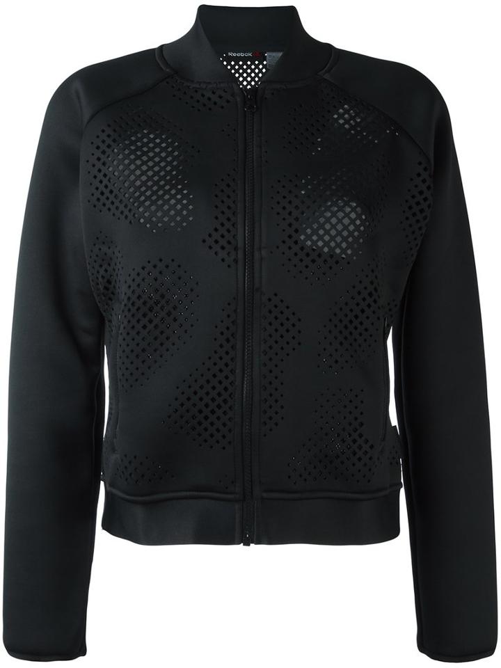 Reebok Perforated Detailing Jacket, Women's, Size: Small, Black, Polyester/spandex/elastane