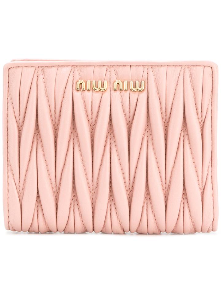 Miu Miu Matelassé Foldover Wallet - Pink & Purple