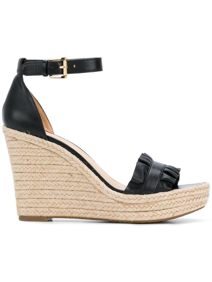 Michael Michael Kors Bella Ruffled Wedge Sandals - Black