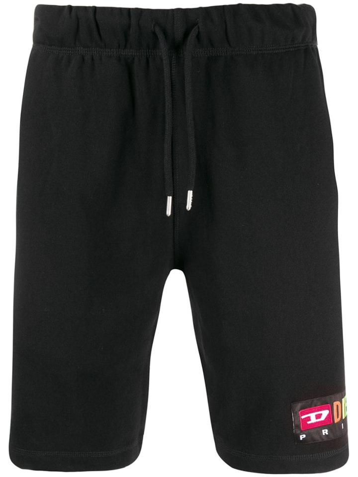 Diesel Logo Patch Shorts - Black