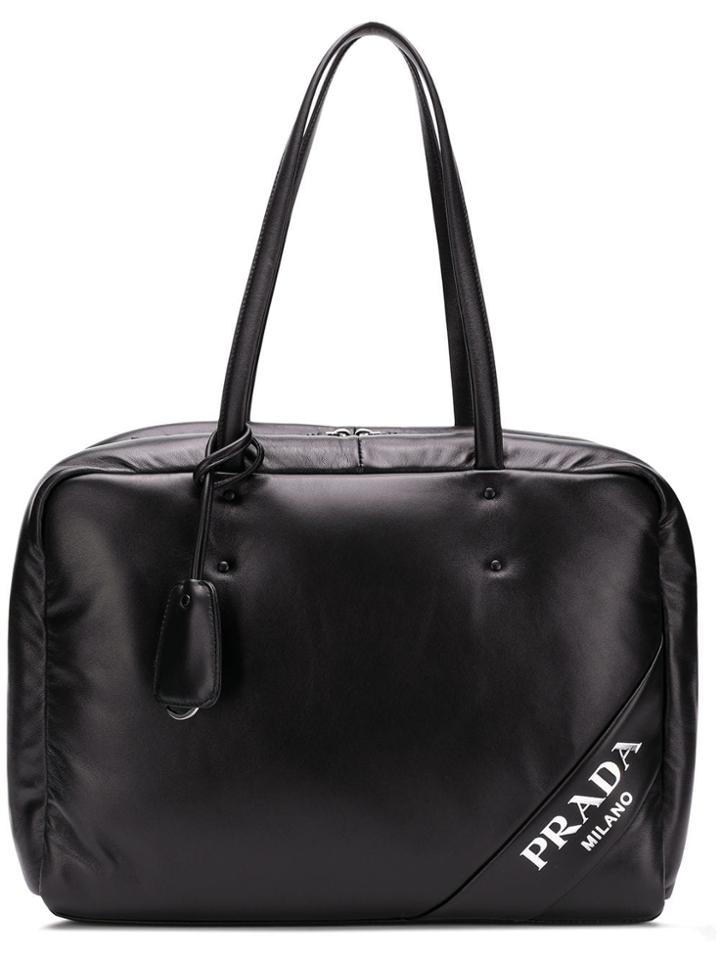 Prada Large Top Handles Tote - Black