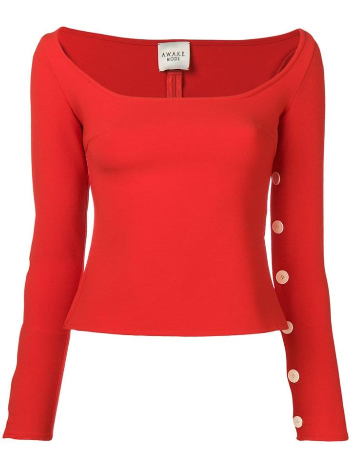 A.w.a.k.e. Off-the-shoulder T-shirt - Red