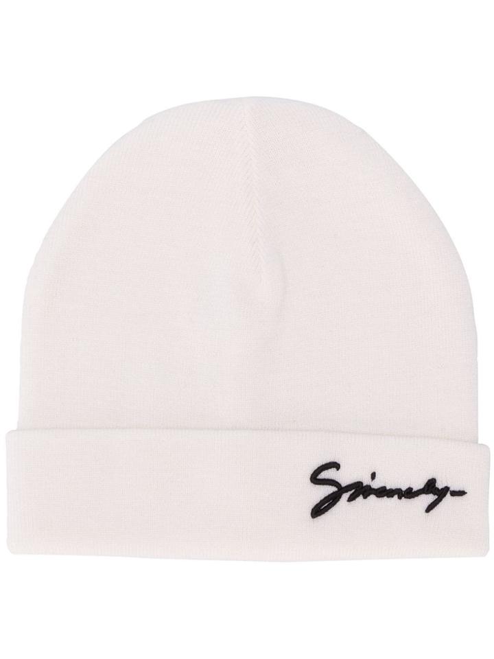 Givenchy Signature Logo Beanie - White