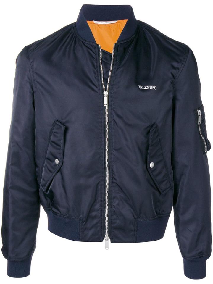 Valentino Zipped Bomber Jacket - Blue