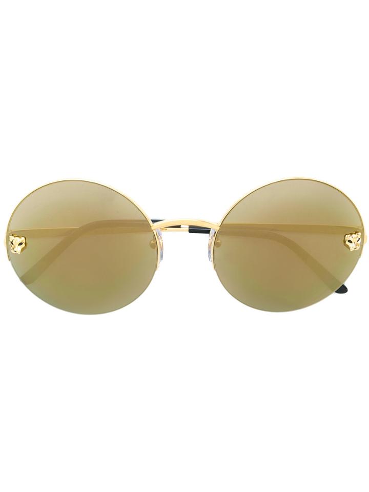 Cartier Panther Round Framed Sunglasses - Metallic