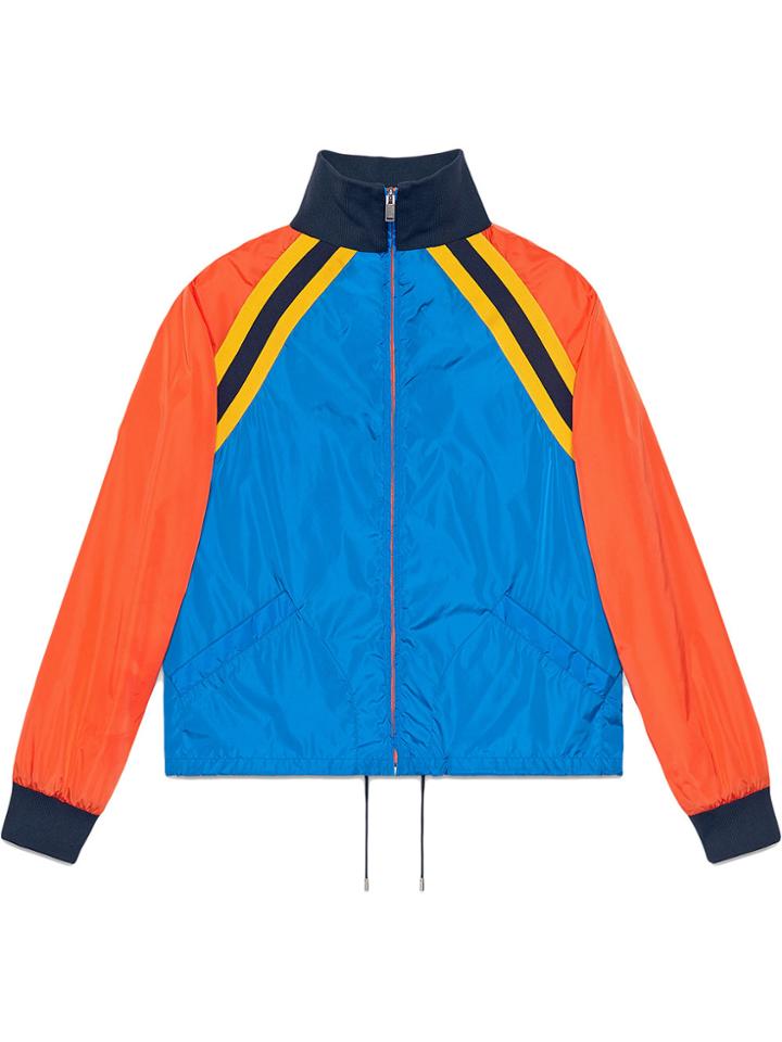 Gucci Nylon Jacket With Tiger Appliqué - Blue