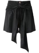 Andrea Bogosian Tied Leather Shorts - Black