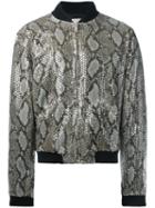 Palm Angels Snakeskin Print Bomber, Men's, Size: 50, Green, Polyamide/viscose