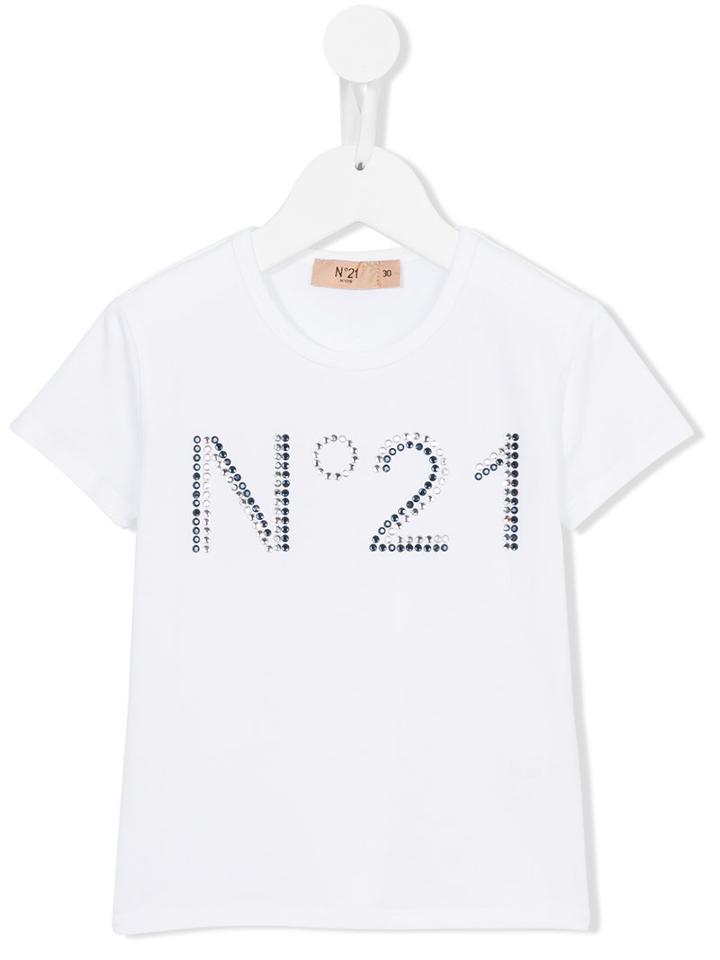 No21 Kids Logo Print T-shirt, Girl's, Size: 9 Yrs, White