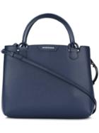 Emporio Armani Zip Up Tote Bag, Women's, Blue, Leather/polyurethane