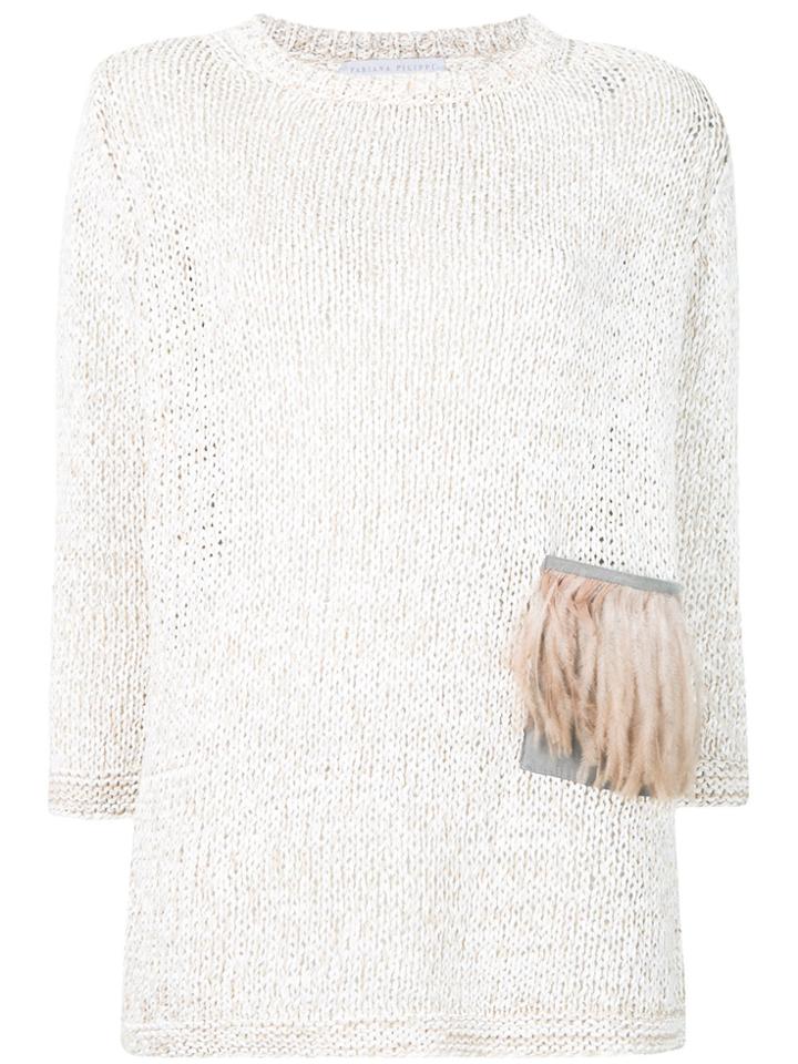 Fabiana Filippi Feather Pocket Sweater - Nude & Neutrals