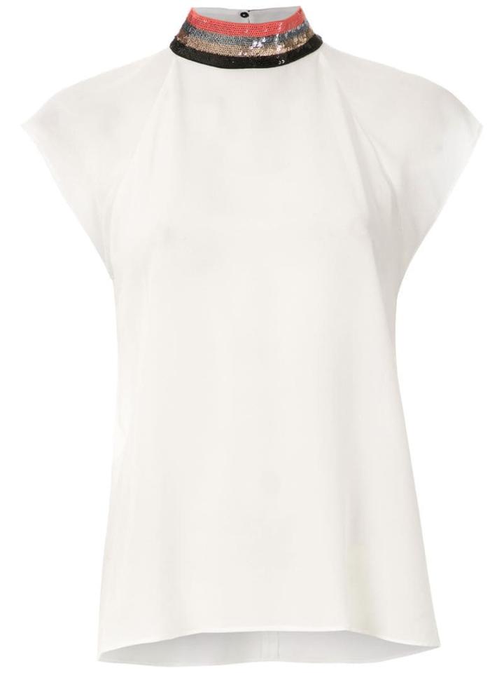 Emporio Armani Collar Embroidered Blouse - White