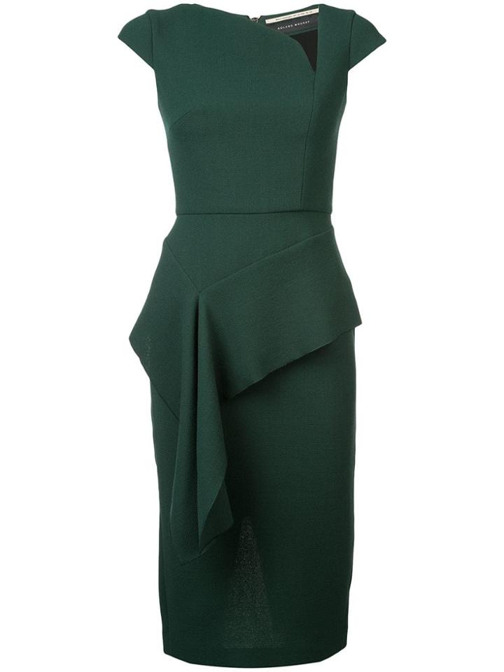 Roland Mouret Fitted Ruffle Detail Dress - Green