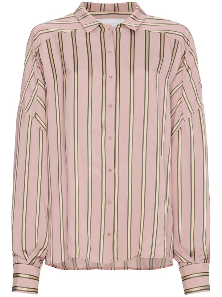 Esteban Cortazar Striped Satin Shirt - Pink & Purple