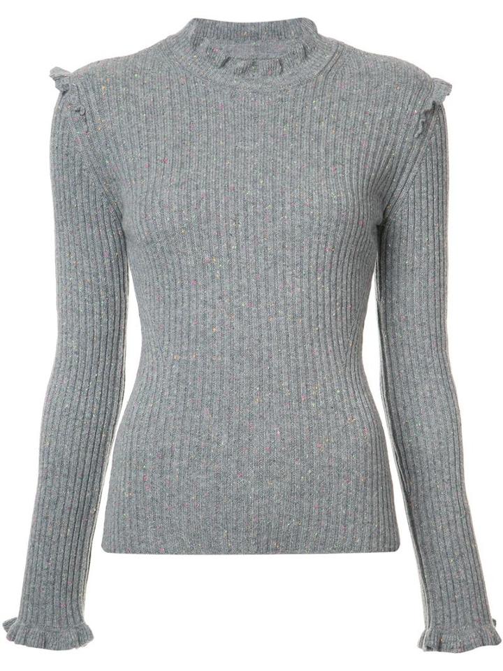 Derek Lam 10 Crosby Cashmere Ruffle Jumper, Women's, Size: Medium, Grey, Cashmere