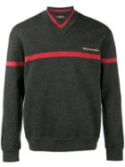 Balenciaga Striped V-neck Sweater - Grey