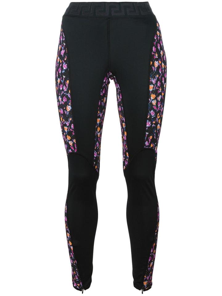 Versace Flower Thrift Paneled Leggings - Black