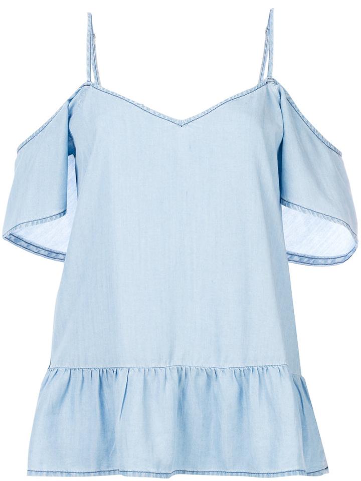 Paige - Cut-out Shoulders Blouse - Women - Tencel - Xs, Blue, Tencel