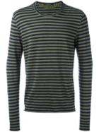 Roberto Collina Long Sleeve Striped T-shirt, Men's, Size: 50, Blue, Linen/flax/elastodiene