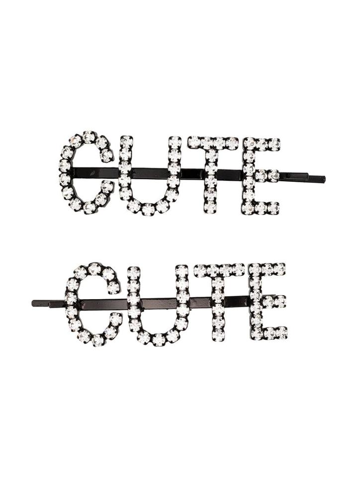 Ashley Williams Cute Crystal-embellished Hair Pins - Black