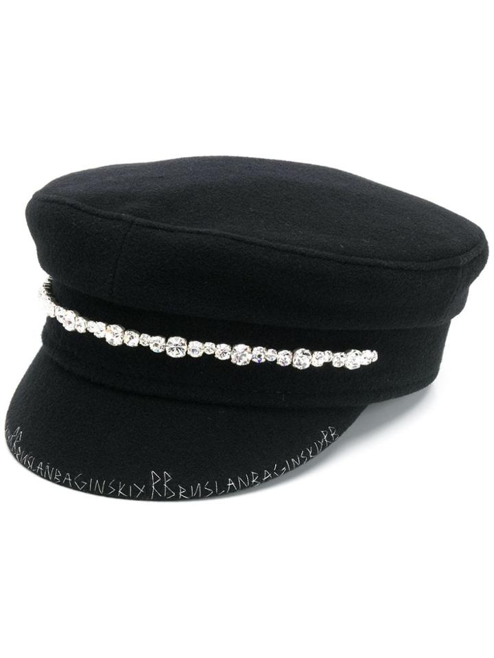 Ruslan Baginskiy Crystal-embellished Sailor Cap - Black