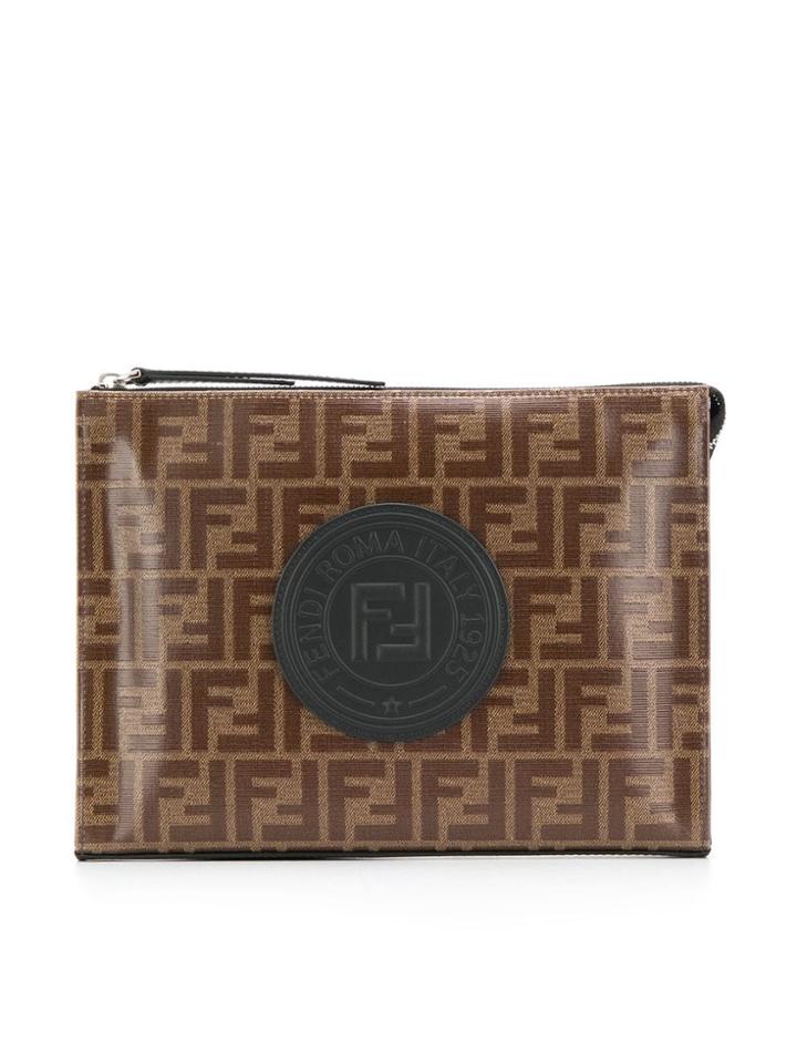 Fendi Ff Monogram Clutch - Brown