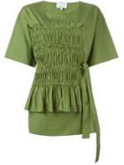 3.1 Phillip Lim Ruched Detail Blouse, Women's, Size: 14, Green, Cotton